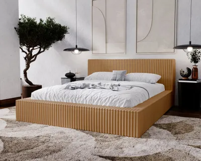 Obrázok produktu pre Manželská posteľ 180x200 Buffy – posteľ s hrubou penou, úložný priestor – dizajnová čalúnená posteľ Orange