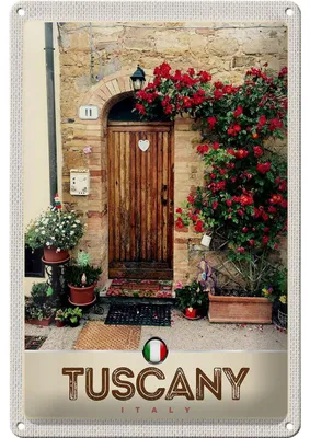 Produktbild von Blechschild Reise 20x30cm Toskana Italien Haustür Blumen Schild
