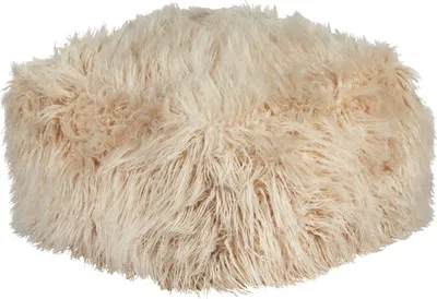 Produktbild von BELIANI Pouf Beige Felloptik 50 x 50 cm mit EPS-Perlen Abnehmbarem Bezug Quadratisch Modern Skandi Bodenkissen Sitzpouf Sitzmöbel Indoor