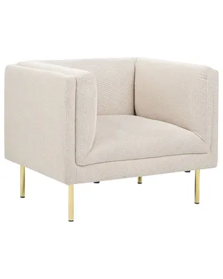 Produktbild von BELIANI Sessel Beige u. Gold aus Stoff mit Armlehnen Retro Stil Modern für Wohnzimmer Schlafzimmer Flur