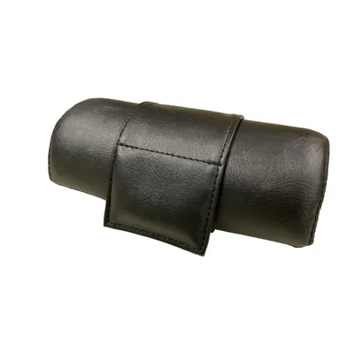A black headrest cover is shown against a white background.