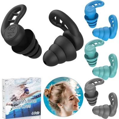 Produktbild von Schwimm-Ohrstöpsel für Erwachsene, wasserdicht, wiederverwendbar, Silikon, 4 Paar, bunt