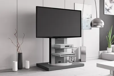 Produktbild von TV Schrank Roma H-777nw Grau Hochglanz 360° drehbar TV Möbel Fernsehtisch TV Rack TV Ständer LCD inkl. TV-Halterung