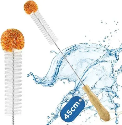 Produktbild von Famanu Flaschenbürste - 45 cm lang - Kratzfrei - Weicher Plüschpompon - Glasbürste