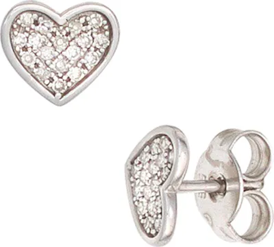 Produktbild von JOBO Ohrstecker Herz 585 Gold Weißgold 34 Diamanten 0,14ct. Ohrringe