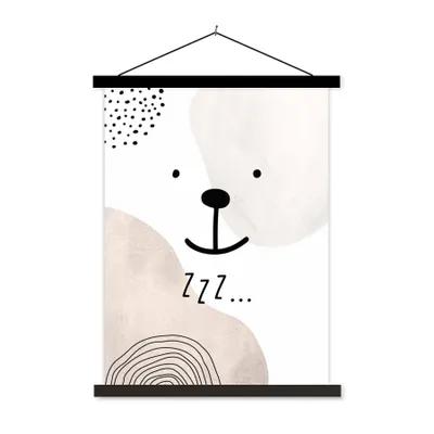 Produktbild von MuchoWow® Textilposter Zitate - Sprichwörter - Kinder - Zzz... - Kinder - Baby - Mädchen - Jungen 40x53 cm mit schwarzem Rahmen - Abbildung