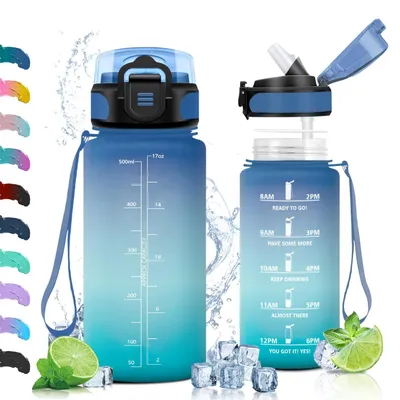 Obrázok produktu pre Športová fľaša na vodu so slamkou, 0,5 l, bez obsahu BPA a vhodná na skladovanie tekutín