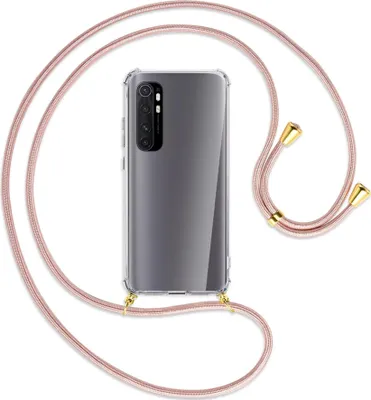 Produktbild von Handykette Backcover-Schutzhülle mit Band (Metall goldfarben) für Xiaomi Mi Note 10 Lite - roségold