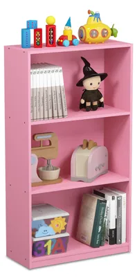 3-Fach Bücherregal, Holz, rosa, 23,5 x 55,25 x 100,33 cm