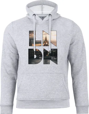 Produktbild von Cotton Prime® Hoodie Skyline London - Weltenbummler Kollektion XXL Grau-Melange