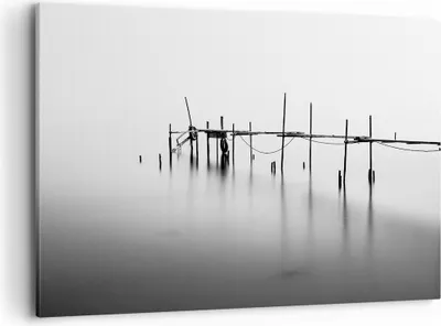 Produktbild von Bild auf Leinwand - Leinwandbild - Meer Brücke Wasser - 120x80cm - Wand Bild - Wanddeko - Leinwanddruck - Bilder - Kunstdruck - Wanddekoration - Leinwand bilder - Wandkunst - AA120x80-3727