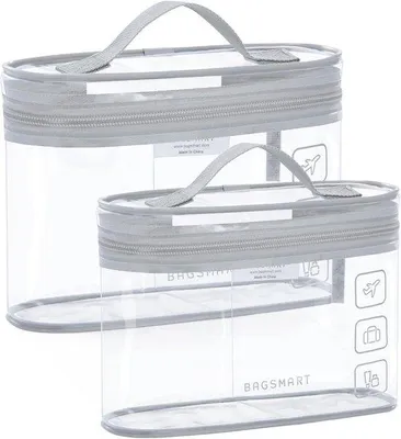 Produktbild von TSA-e Reisebeutel, 2 Stück, transparenter Make-up-Organiser, Grau