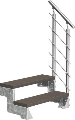 Produktbild von Aussentreppe Pertura Tallis mit Prova Geländer 2 Steigungen 100 cm dunkelbraun