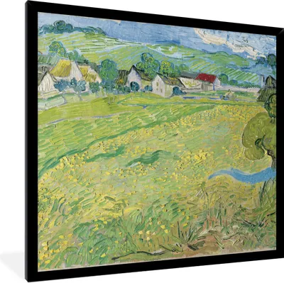 Produktbild von MuchoWow® Gerahmtes Poster Les Vessenots in Auvers - Vincent van Gogh 40x40 cm - Poster mit Schwarzem Bilderrahmen Wandposter Rahmen Foto Bilder - Mit Rahmen - Wanddekoration Schlafzimmer