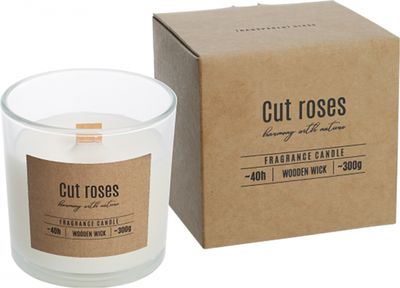 Nohel Garden Svíčka ve skle CUT ROSES vonná dřevěný knot 300g