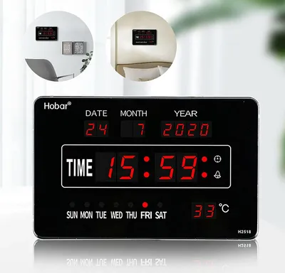 Zdjęcie produktu dla Cyfrowy zegar LED Cyfrowy zegar ścienny z kalendarzem daty i temperatury do salonu 250 * 160 * 30 mm