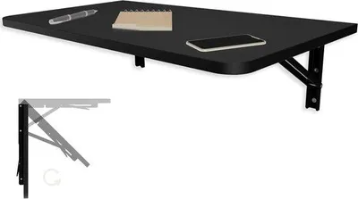 Produktbild von Wandklapptisch – Schreibtischplatte – Platzsparend – Klappbar, robust – 70 x 40 cm – Schwarz