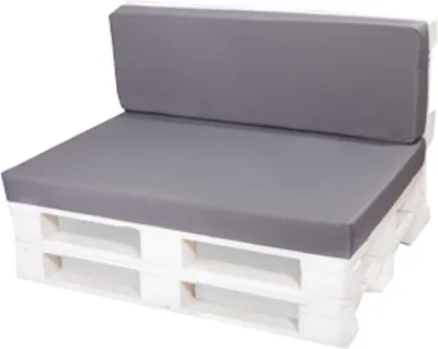 Produktbild von Palettenkissen-Set 120×60 x 120×40 cm Grau – Sitz- und Rückenkissen für Palettensofa, mit abnehmbarem Bezug, gemütliche Gartenlounge