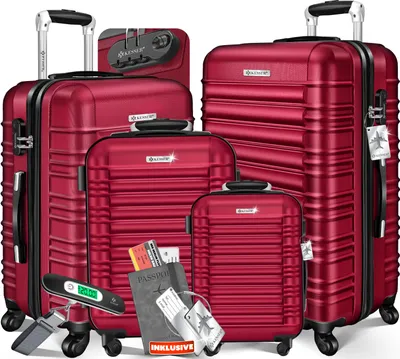 Produktbild von KESSER® 4tlg. Hartschalenkofferset Hartschalenkoffer Reisekoffer Set Reisekofferset Trolley Koffer Inkl. Kofferwaage + Gepäckanhänger Rollkoffer Schloss 4 Rollen ABS-Hartschale Teleskopgriff S-M-L-XL