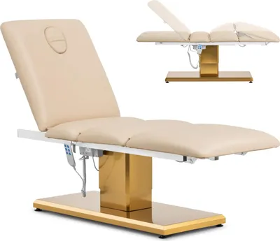 Zdjęcie produktu dla Fotel kosmetyczny do masażu tatuażu SPA 150 kg VITERBO - beżowo złoty