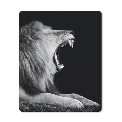 Produktbild von MuchoWow® Mauspad Mousepad Löwe - Wildtiere - Gras - Schwarz - Weiß 30x40 cm - Mousepads - Maus Mat - Pad - Mausunterlage - Mausmatten