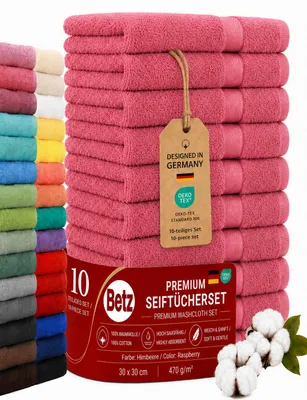 Produktbild von Betz 10 Stück Seiftücher 30x30 cm PREMIUM 100% Baumwolle  Farbe: himbeere, KI-generiertes Bild