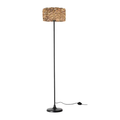 Immagine prodotto di Lampada da terra in rattan naturale con interruttore a cavo, base E27, per soggiorno, camera da letto.