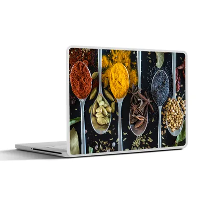 Produktbild von MuchoWow® Laptop Aufkleber Sticker Cover Löffel - Gewürze - Kräuter - Essen - Tisch 31x22.5 cm - Laptop-Deko