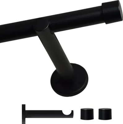 Produktbild von Voppi Gardinenstange Loft 1-läufig 220 cm 19 mm schwarz, moderne Vorhangstange, einfache Wandmontage
