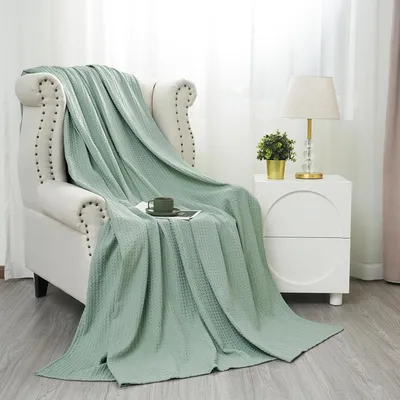 Produktbild von Wohndecke Waffelpique Tagesdecke Kuscheldecke Decke Sofadecke Mint 140x200 cm