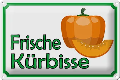 Produktbild von Blechschild Hinweis 30x20cm frische Kürbisse Hofladen
