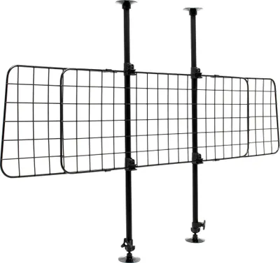 Produktbild von Wiltec mriežka pre psa do auta model B, výška 72-136 cm, šírka 118-128,5 cm, plynule nastaviteľná, univerzálna deliaca mriežka do kufra auta