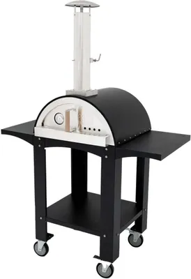 Produktbild von Freistehender Outdoor-Pizzaofen Stahl 2 Ablagen Tragbar Extra Groß 600° Holzofen