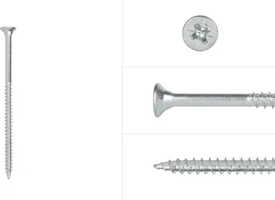 Produktbild von Spanplattenschrauben Verzinkt 5 x 80 mm Pozidrive-Teilgewinde - Schachtel mit 200 Stück Schrauben