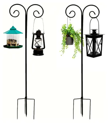 Produktbild von 2 Stück Garten Schäferhaken Hirtenhaken Metall Gartenstab mit Haken für Vogelkäfige, Solarleuchten, Laternen, Hochzeiten, Pflanzkörbe