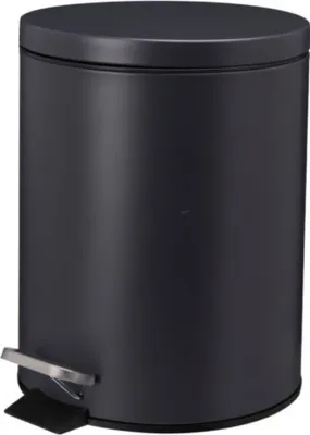 Image de Poubelle métallique NONI avec couvercle, 5 l, noir mat
