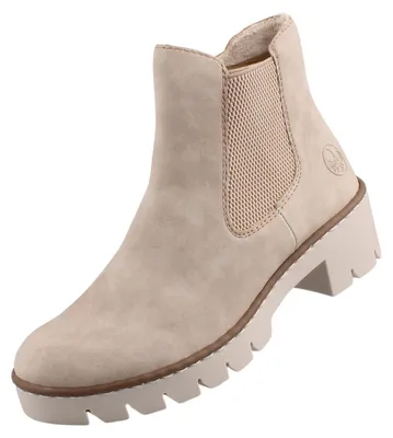 Produktbild von Rieker Damen Chelsea Boot Elastikeinsatz Stiefelette Profilsohle X5772, Größe:38 EU, Farbe:Beige
