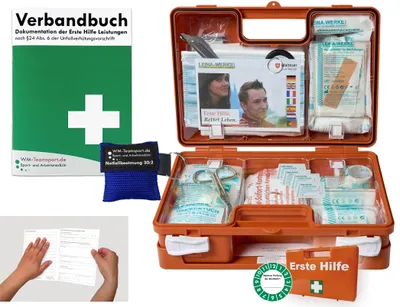 Produktbild von Verbandskoffer/Verbandskasten (K) Typ N - Erste Hilfe nach aktueller DIN 13157 für Betriebe -DSGVO- INKL. PERF. VERBANDBUCH + Notfallbeatmungshilfe