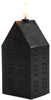Productafbeelding van Kaars huisje wax 3d vlam 5x6x15 cm zwart Anna's Collection