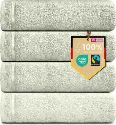 Produktbild von 4er Set Gästehandtücher Plain hellgrün 30x50 : Hellgrün : 30x50