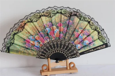 Produktbild von 020-05 Fächer-spanisch-schwarz-Blume-bunt pvc