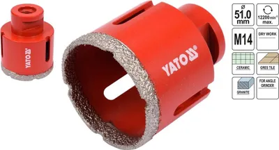 Obrázok produktu pre Diamantový vrták M14 Vrták do dlaždíc Diamantový vrták 6 - 68 mm pre uhlovú brúsku, veľkosť:51 mm