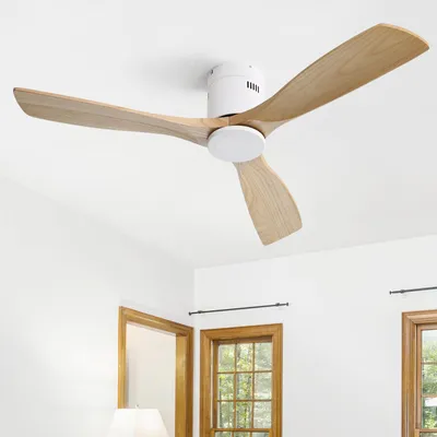 Produktbild von Sofucor Deckenventilator aus Massivholz ohne Licht, 136 cm, Weiß-Naturholz