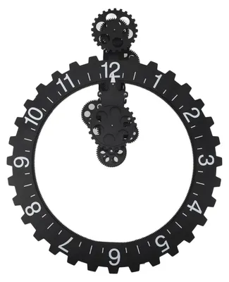Productafbeelding van 3D Mechanische Wandklok - Zwart - Bewegende Tandwielen - 40,5 cm