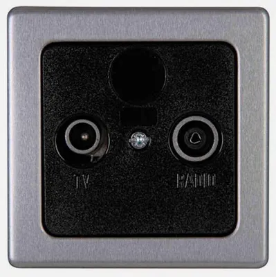 Produktbild von Kopp VISION stahl Schalterprogramm Schutzkontakt Steckdose Schalter Rahmen Antennensteckdose TV/RF