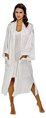 Produktbild von Damen Kimono aus 100% Seide, langer Hausmantel und Bademantel