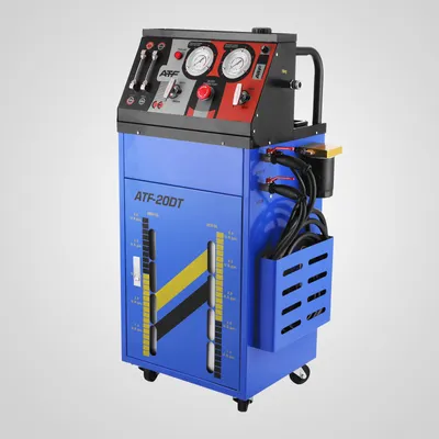 A standalone product shot of a blue machine with a gray background.