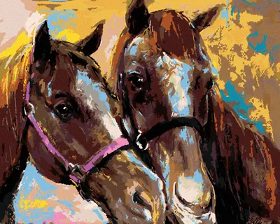 Produktbild von Diamondi - Diamond painting - ZWEI PFERDE, 40X50 cm, mit Keilrahmen (bereits gespannt)