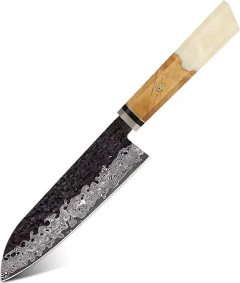 Image de Couteau de cuisine damassé AI-37361 - Santoku Blanc KP37361