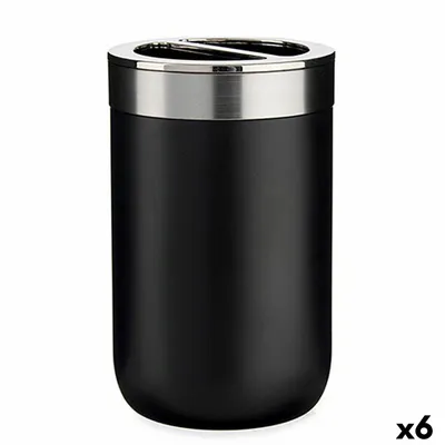 Obrázek produktu pro Držák zubních kartáčků z černého plastu stříbrné barvy 7,7 x 11,2 x 7,7 cm (6 kusů)
